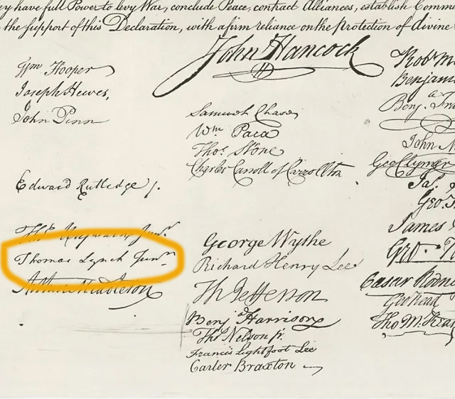 Thomas John Lynch Declaration of Independence Signer  ~~  