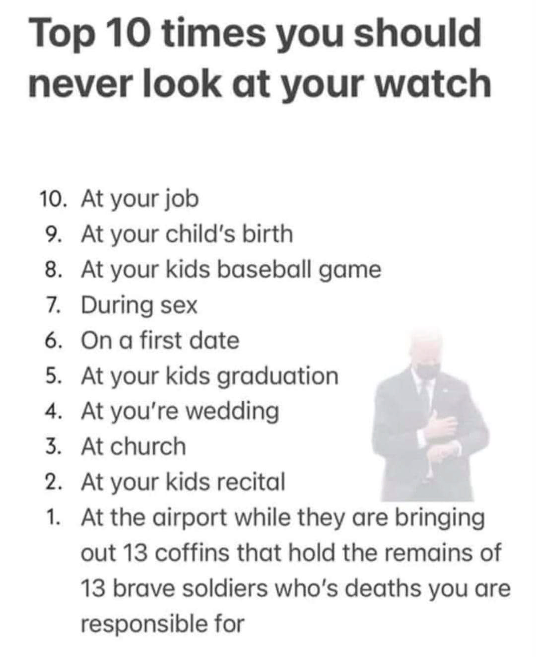 top 10 times NOT to look at your watch  ~~  