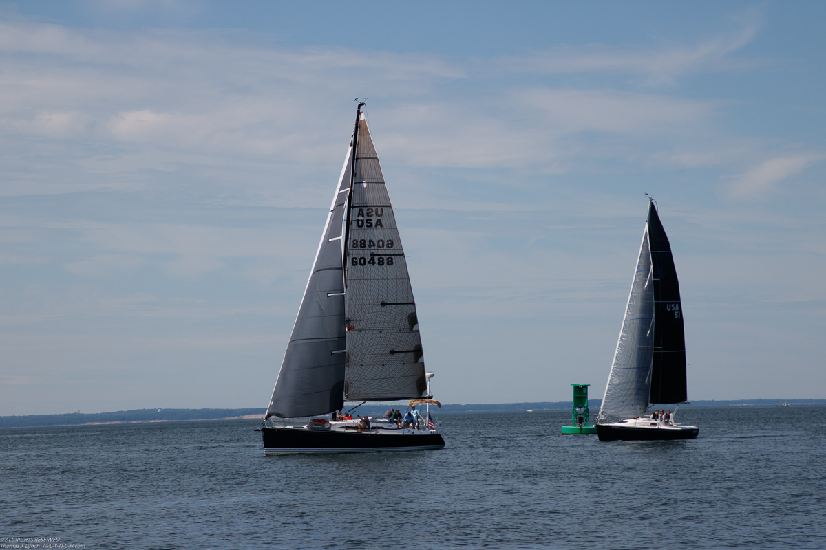 Kathryn and Bluzer turning at 11 by Old Field  ~~  MSSA Long Distance Race 2019 - 27 NM and  15 plus kts sustained and gusts over 23 kts.